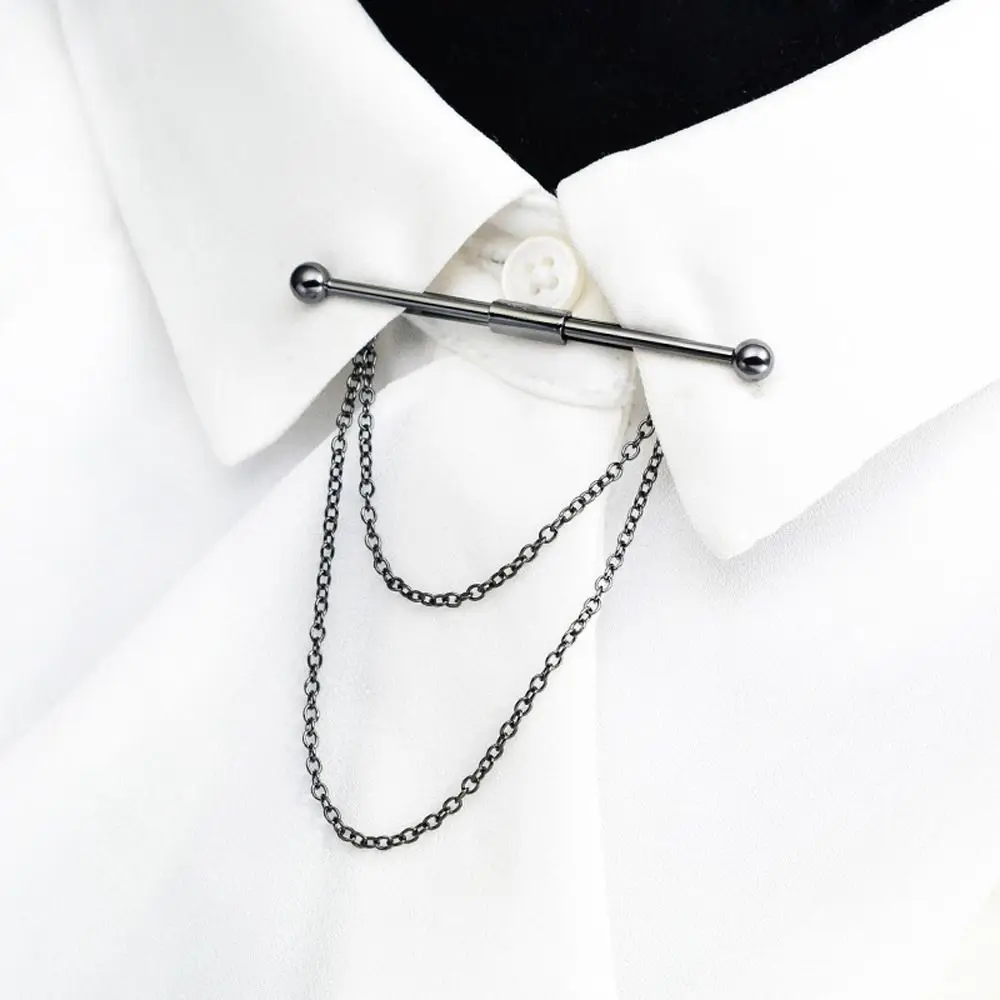 Men Collar Pin Necktie Clip Bar Cross Tassel Chain Shirt Collar Pin Wedding Gift Suit Brooch Lapel Pin Clothing Accessories