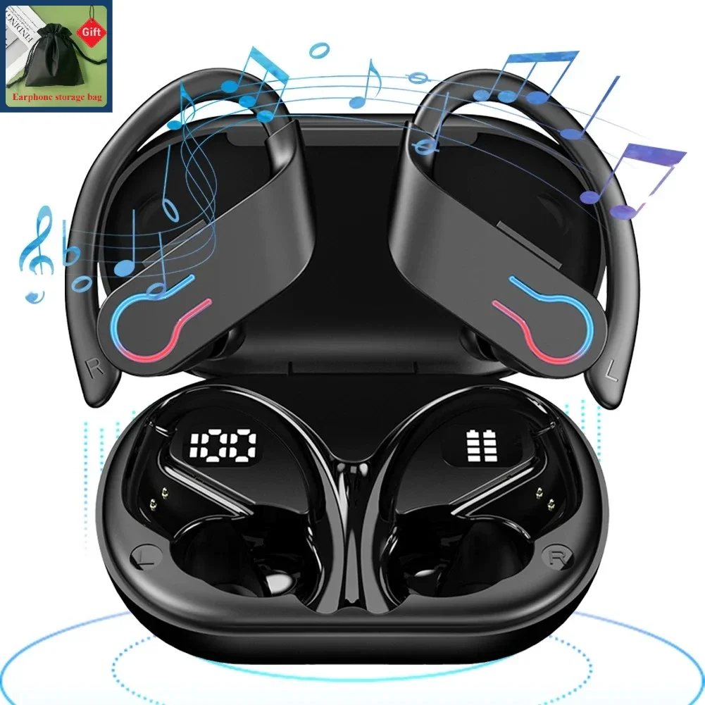 

Bluetooth 5.3 Wireless Earbuds Sports Headphones with Earhooks Built-in Mic Earphones Waterproof Headphones Ear Buds for Sports