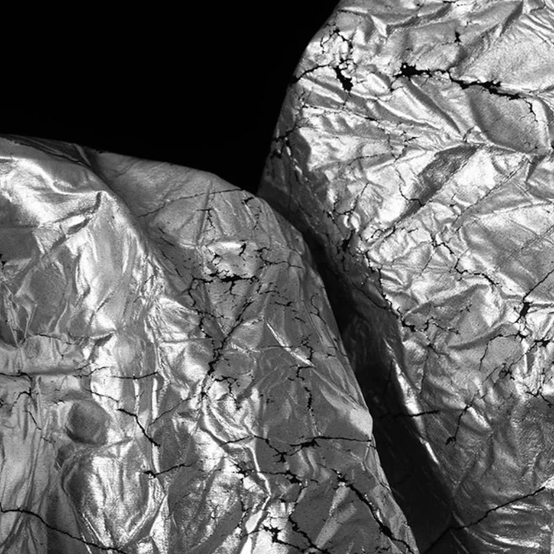 الفضة السوداء المغلفة التجعيد النسيج الصخور الملمس المتعثرة سميكة تصلب المواد التجاعيد متجعد الملابس الإبداعية مصمم #2