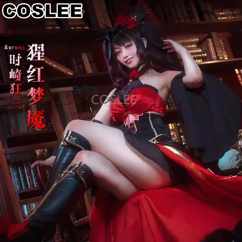 COSLEE Anime DATE A LIVE Tokisaki Kurumi Lovely Lolita Dress Cosplay Costume Role Play Halloween Party Outfit For Women New