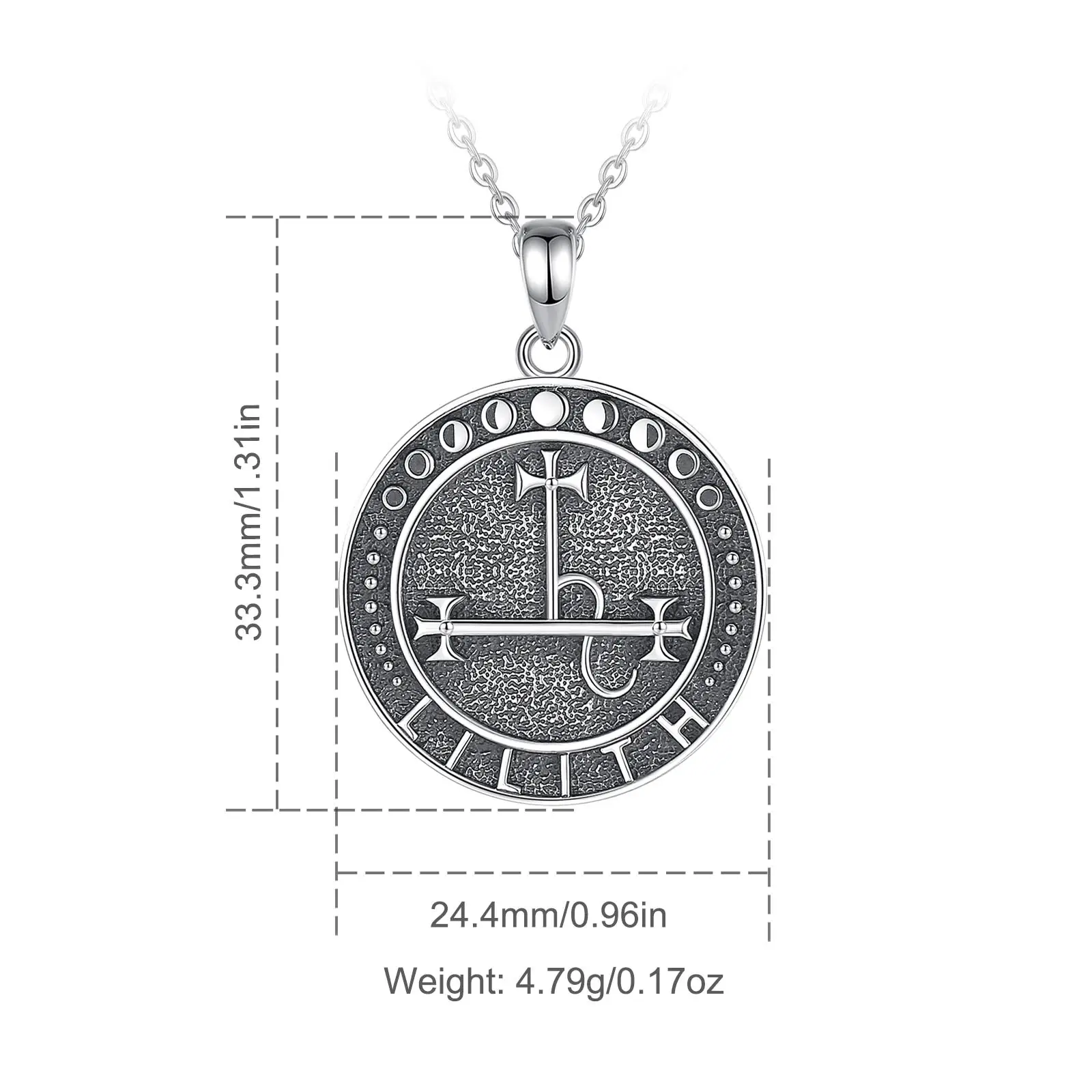 AEONSLOVE 925 Sterling Silver Lilith Necklace Sigil Of Lilith Moon Phase Pendant Spiritual Amulet Wicca Pagan Jewelry Party Gift