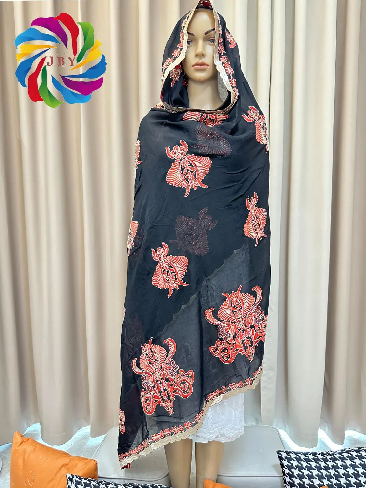 2023 African Muslim Summer Scarf Turban Women 100% Soft Cotton Islamic Hijab Pashmina Embroider Ramadan Dubai Headband For Lady