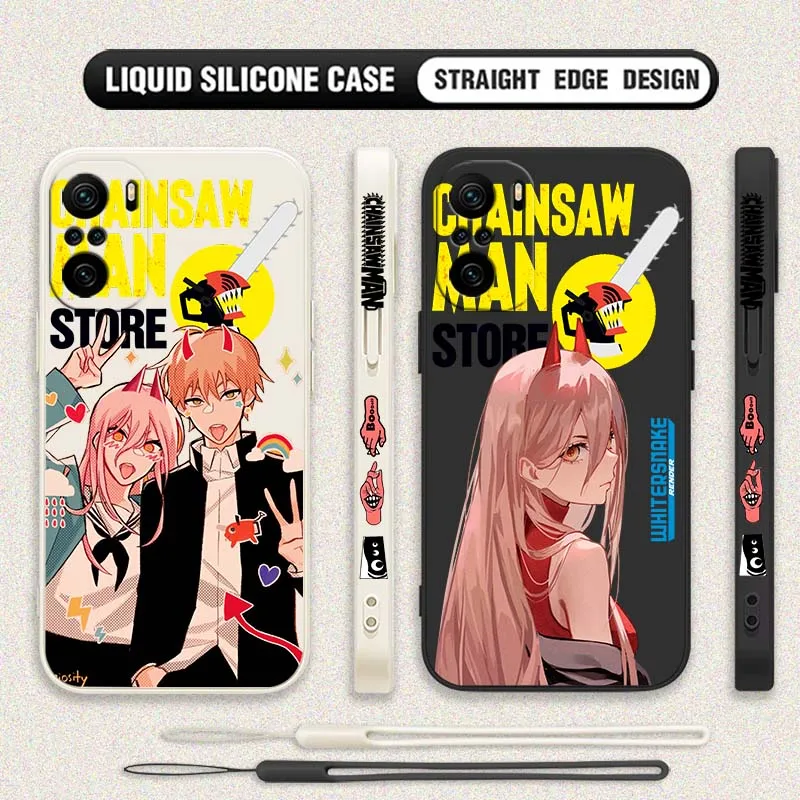 Anime Chainsaw Man power Denji Cover For Xiaomi Redmi Note 15 14 13 12 11 10 12S 11S Pro Plus 4G 5G Liquid Left Rope Phone Case view 2