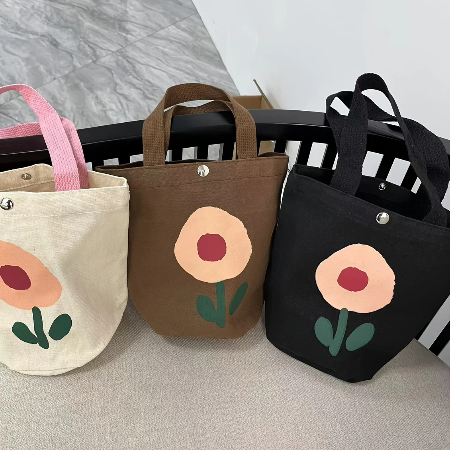 

Sweet Style Flower Pattern Small Satchel Bag for Women, Lightweight Shopping Handbag