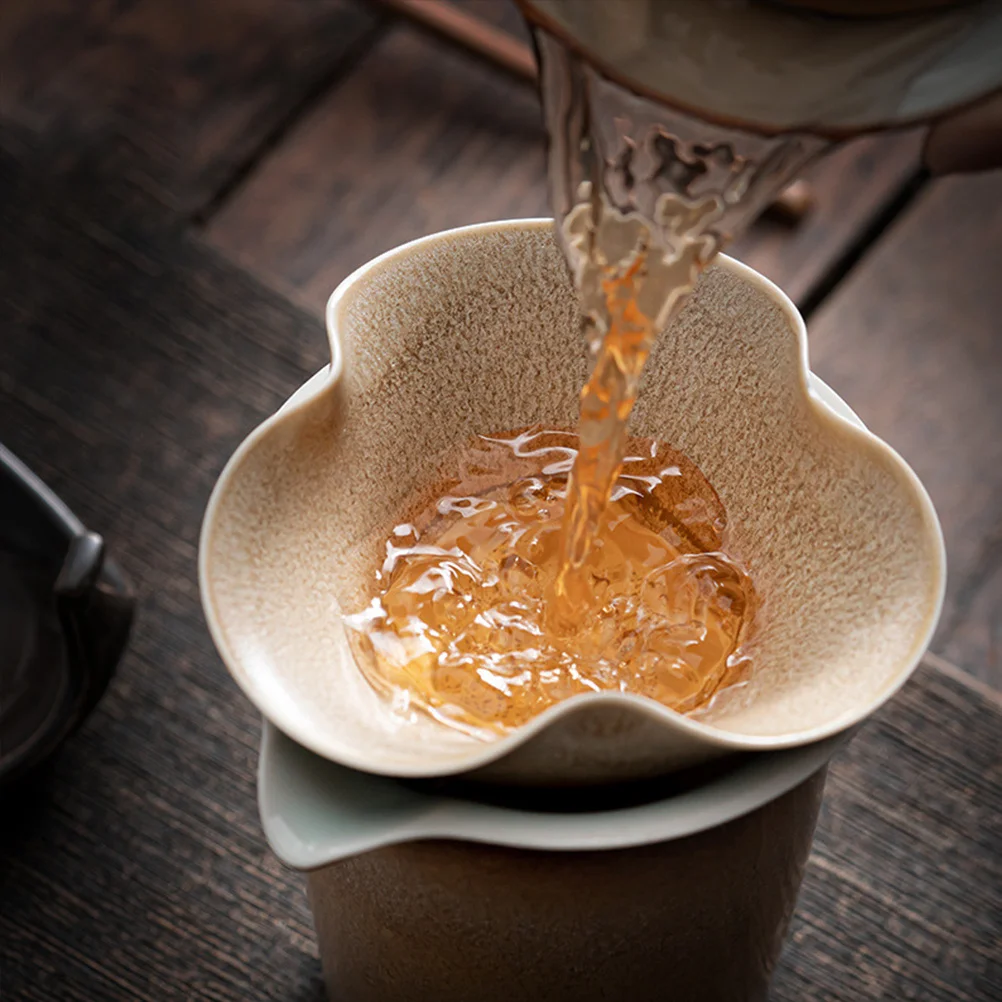 

1Set Tea Strainer Ceramic Filter Retro Heat Resistant Home Tea Drinking Accessory Thickened Residue Filter