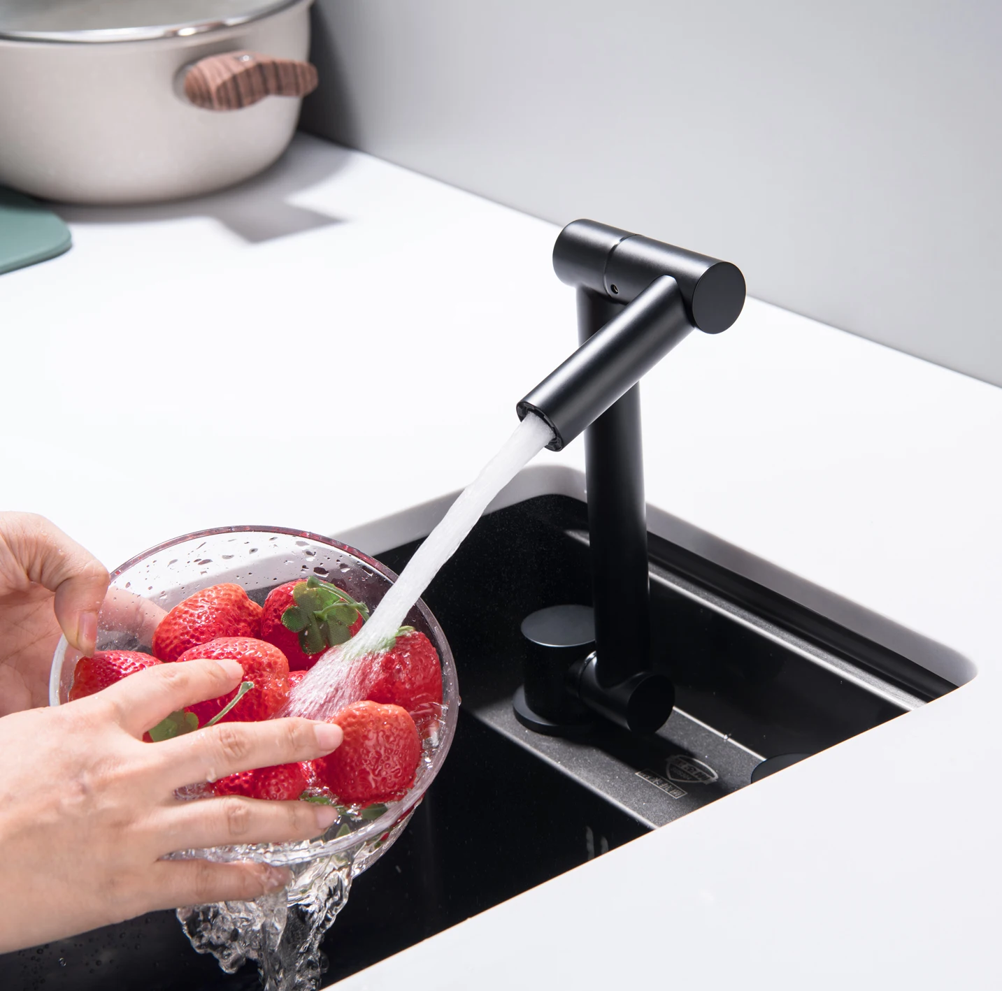 Tifilojia Foldable Kitchen Faucet,Black Kitchen Faucet, Folding rv Kitchen Faucet,Inner Window bar Sink Kitchen Faucet