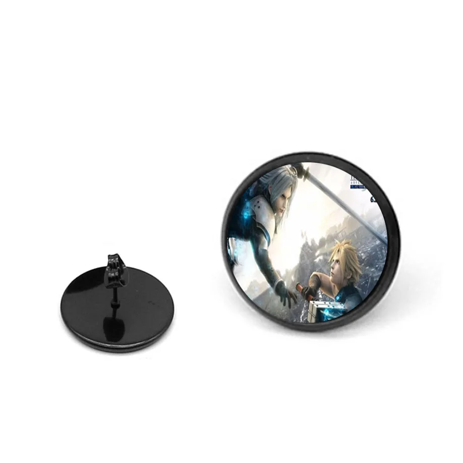 Boucles d'Oreilles Cool pour Bol, 2 Pièces, Anime, Final Net, Rond, Noir, Forme Ronde, Beau Fermoir