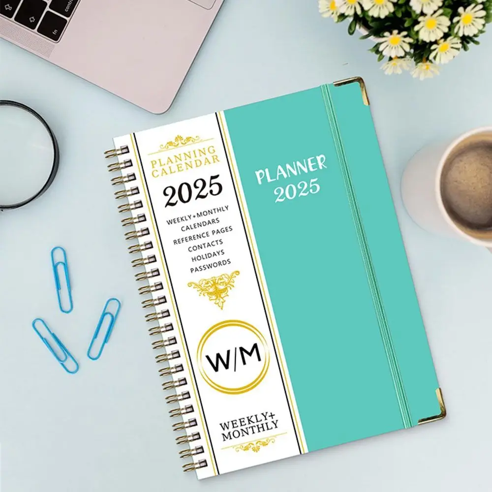 พร้อมแท็กดัชนี COIL 2025 Planner Daily Plan 365 วัน A5 Agenda Notebook ไดอารี่ Notepad Time Organizer