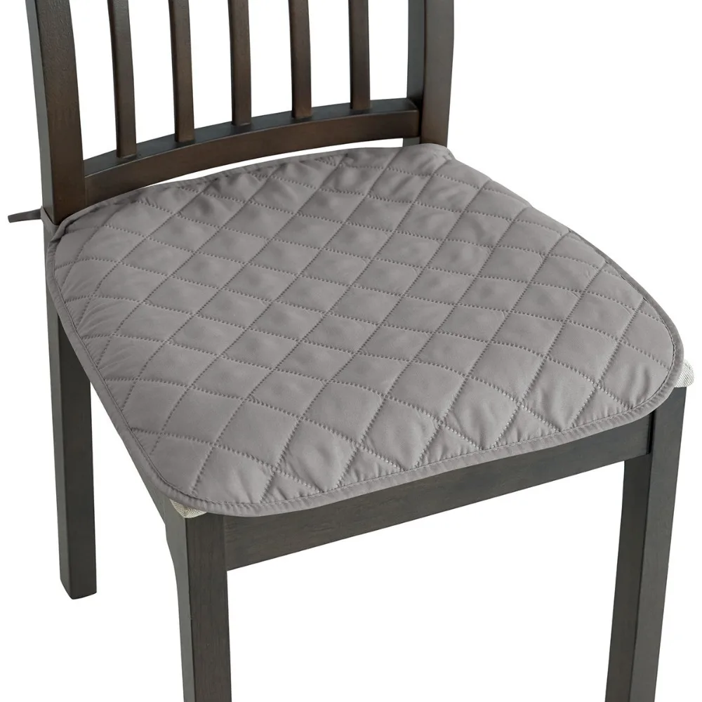 

2 Piece Waterproof Quilted Chair Seat Scratch Resistant Dirt-resistant Seat Pad Grid Pattern Non-Slip Chair Cover Living Room