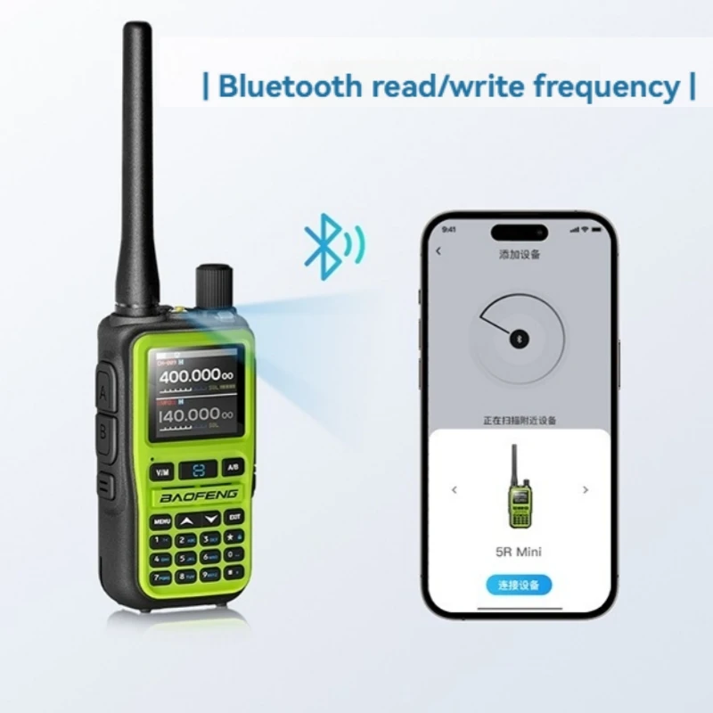 宝峰UV-5Rミニトランシーバー、Bluetoothプログラミング、周波数ホッピング、Type-Cジャック、複数色、デュアルPTT、キャンプ用ハムラジオ