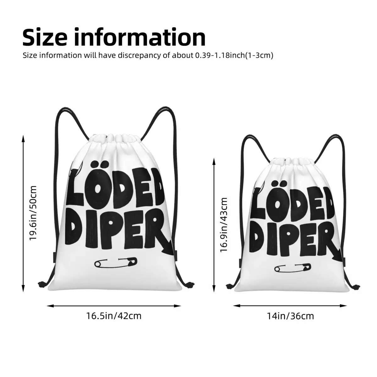 Music Loded Diper Rock Band Drawstring Backpack Gym Sports Sackpack String Bags for Travel