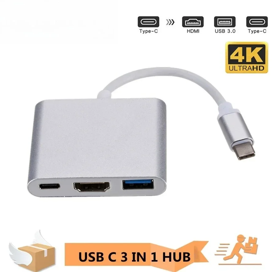 

3 in 1 Usb Hub USB C to HDMI-compatible Splitter Type-c to HDMI-compatible USB 3.0 HUB Docking Station For Macbook Air Converter