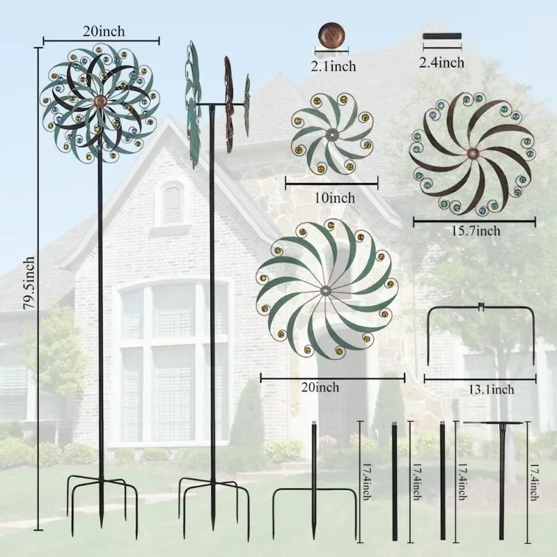 Metal Esculturas Vento e Spinners para Quintal e Jardim Decorações, Arte, 20x80 Polegadas