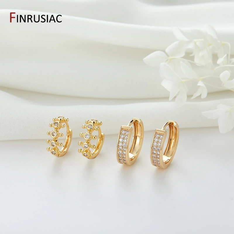 Gold Plated Charming High Quality Round Zircon Earrings For Glamour Women's Fashion Jewelry