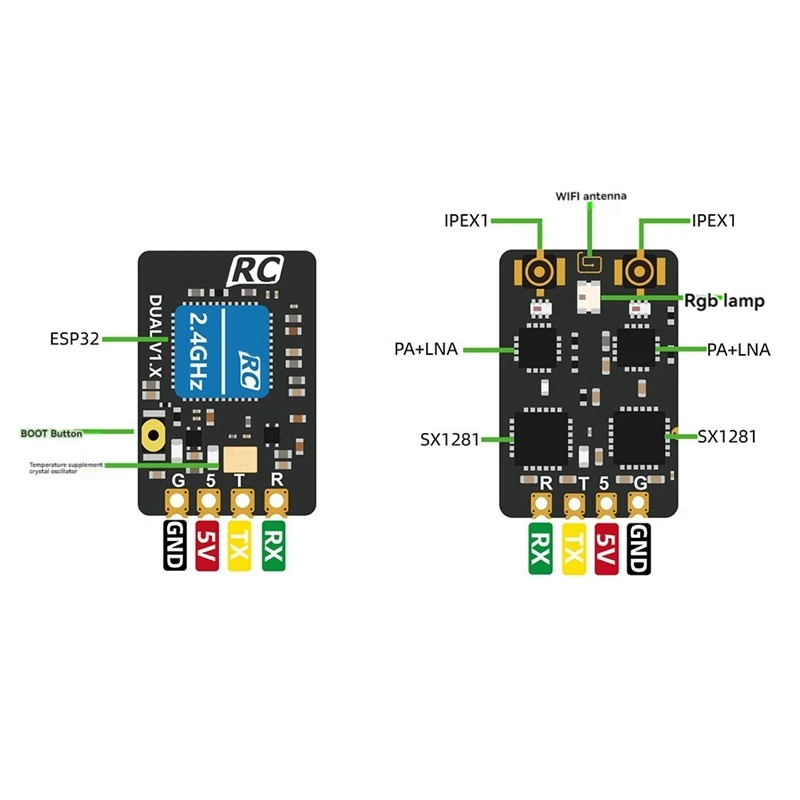 ABMF-For GEPRC ELRS DUAL 2.4Ghz Diversity Receiver RX 25-1000Hz Built-In TCXO With Dual Antenna For FPV RC Drone