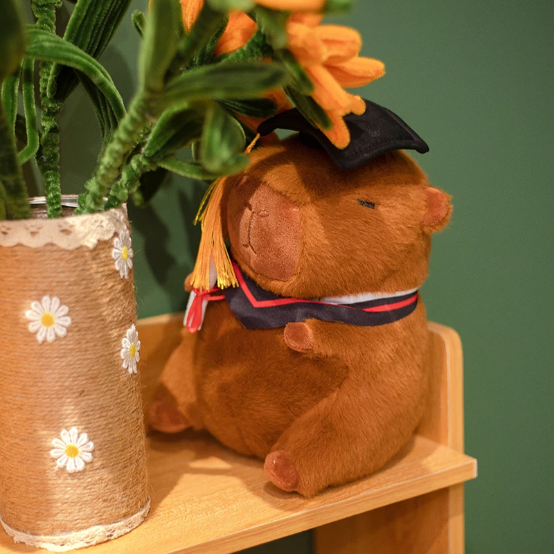2025 New Cartoon Graduation Capybara Plush Doll Animal Stuffed Doctoral Cap Graduation Plush Toy Commemorative Gift For Students