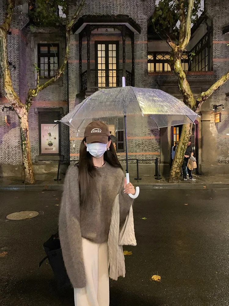 

Ultra-Fine Baby Camere round Ne Pullover Sweater Warm Cozy Commute Sle Loose Fit Long Sve Women's Autumn Winter