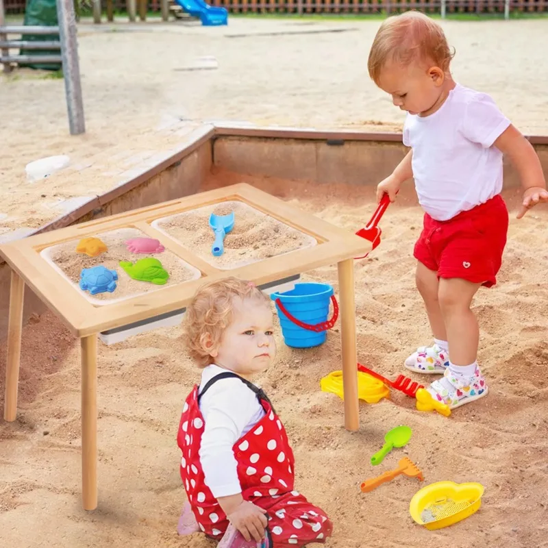 Wooden Toddler Toys Montessori Furniture Wooden Toddler Activity Tables Multifunction Wood Sensory Table for KidsChildren's desk