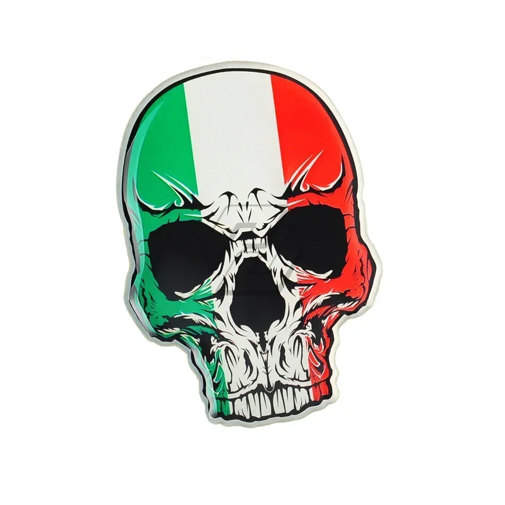 For Aprilia  Ducati Yamaha Vespa Decals 3D Motorcycle Skull Stickers Italy Flag Sticker