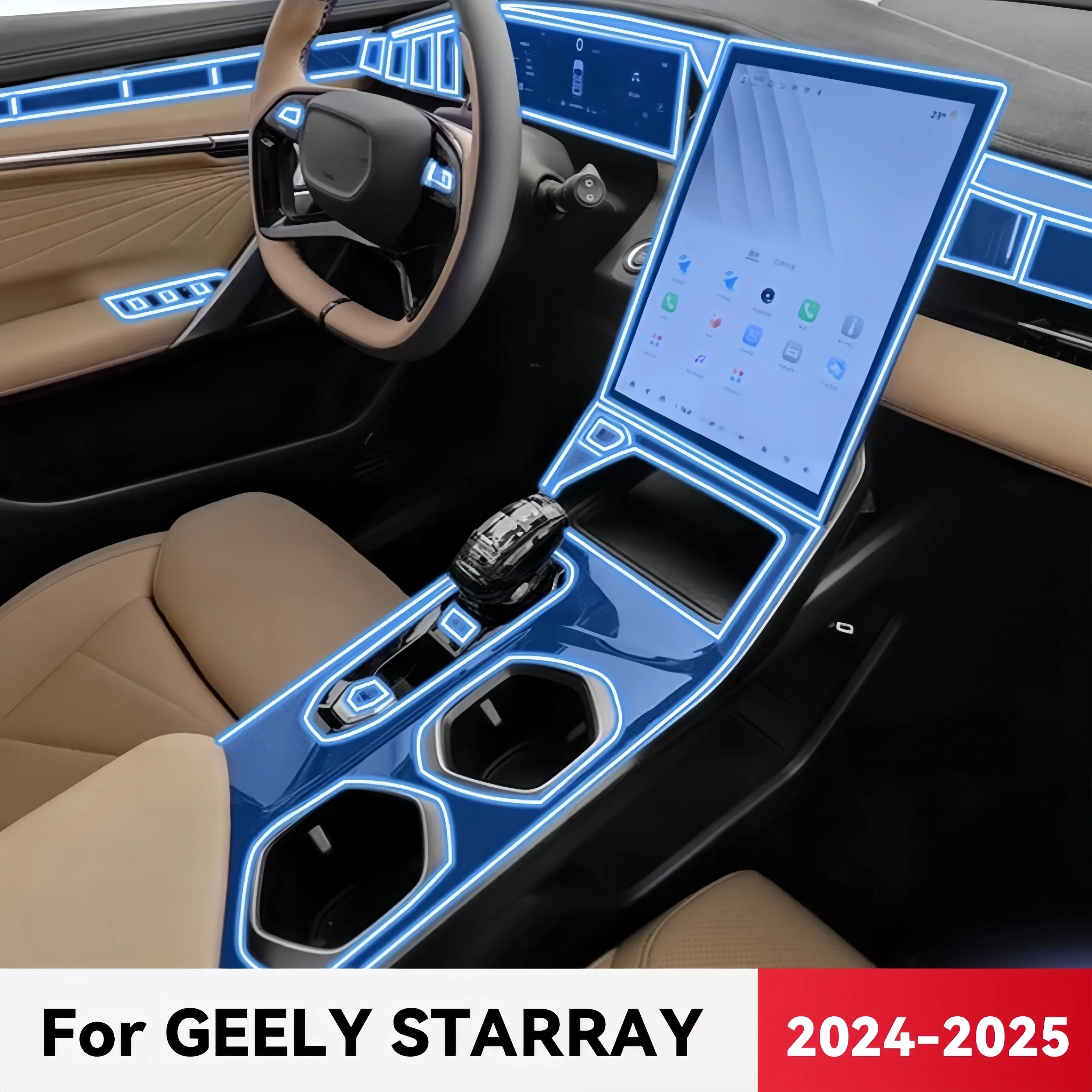 Transparent TPU For GEELY STARRAY 2024 2025 Car Center Console Media Dashboard Navigation Anti-scratch Protector Interior Film
