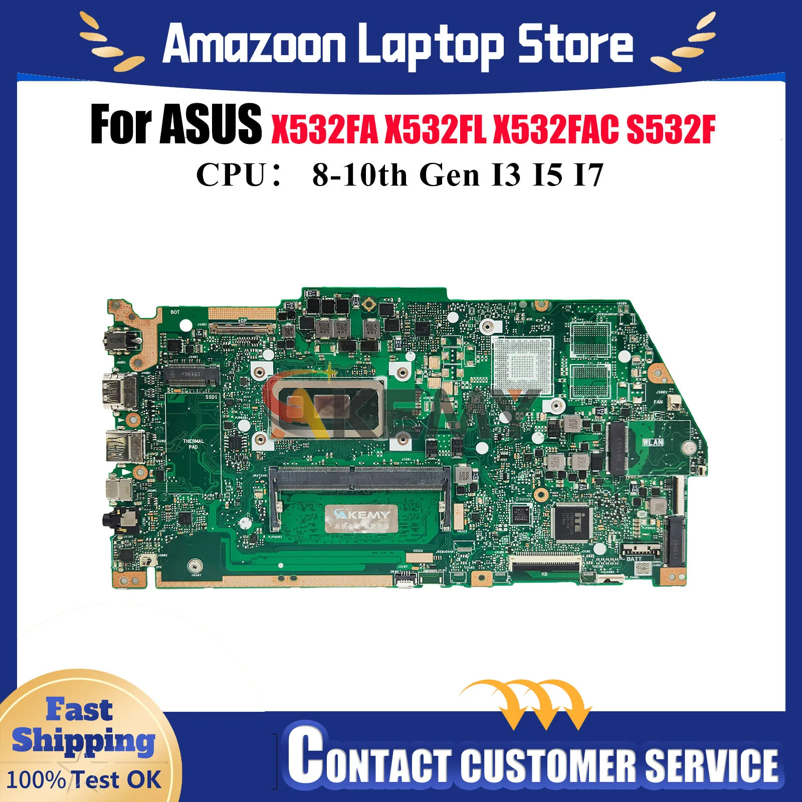 

X532FA Материнская плата для ноутбука ASUS K531F V531F S531F V532F X532FL X532FL X532F S532F K532F S5500F X532FAC Материнская плата I3 I5 I7 CPU