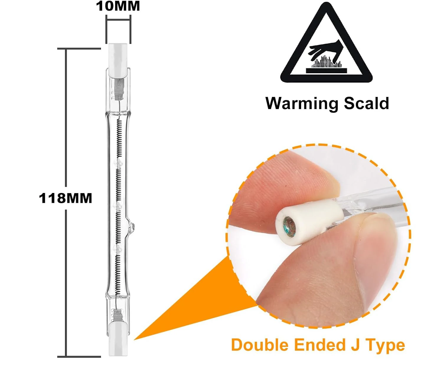 2-Piece 100W 200W 300W Halogen Lamp 78mm 118mm 189mm Double Ended Linear R7s Light Bulb AC220-240V Household R7s Halogen Bulbs