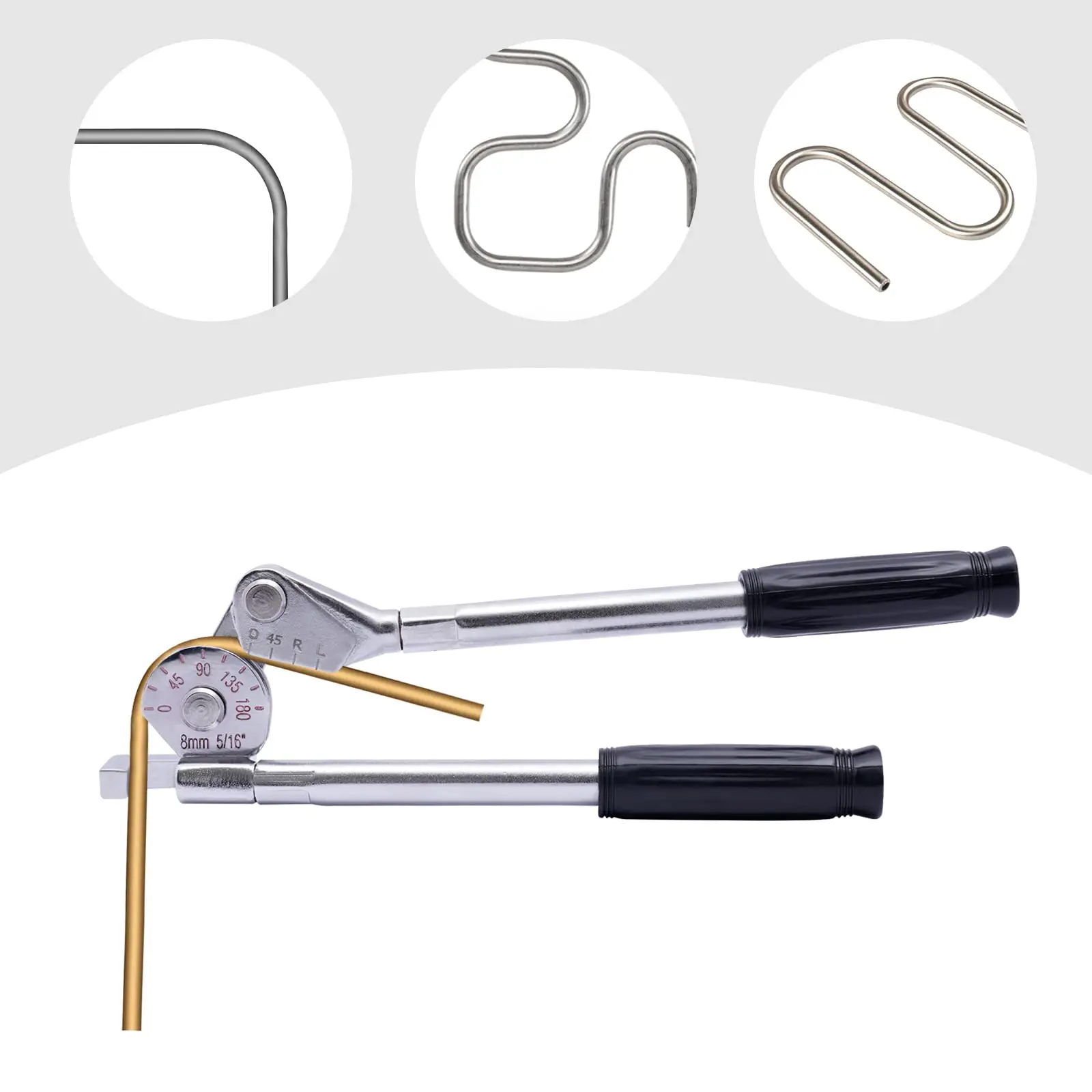 5/16" Od Tubing Bender Manual Pipe Tube Bender,Hvac Refrigeration Ratchet Bending Tool 0~180 °   Portable Pipe Bender for Copper Aluminum