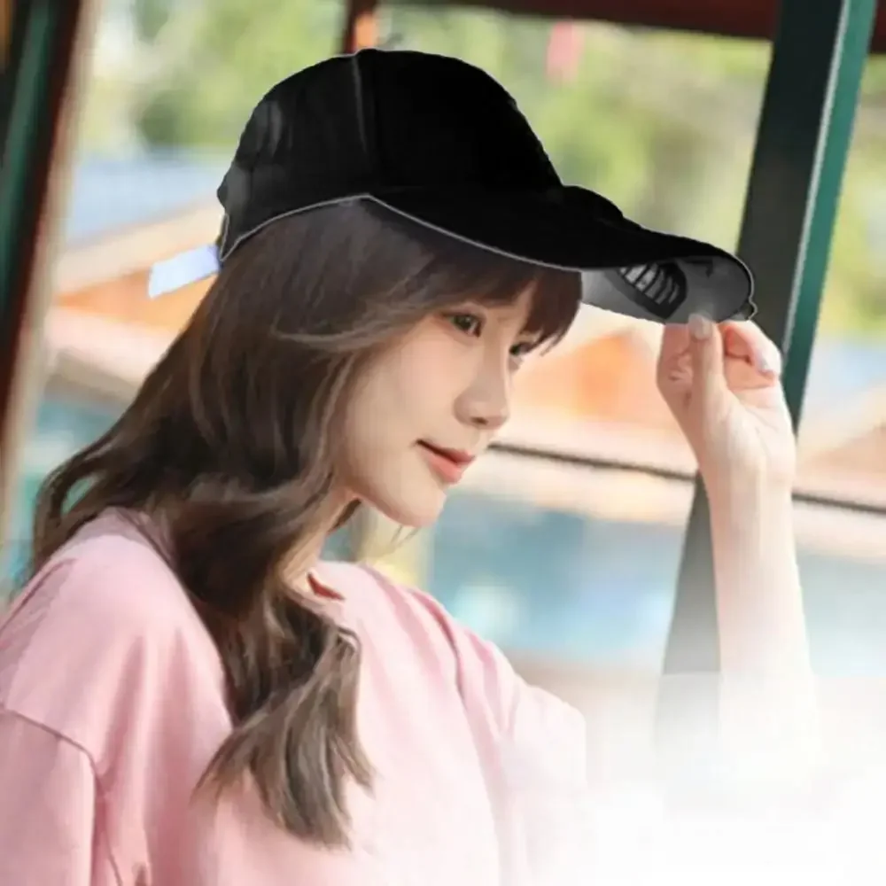 Fan Sunhat Strong Wind Cooling Sunshade Long Brim Sun Protection Detachable Fan USB Or Solar Charging Men Fan Cap Headwear