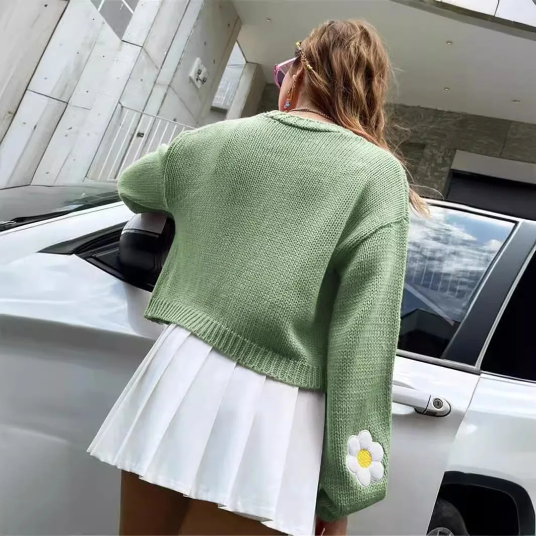Autumn Winter Women Top Knitted Cardigan Sweaters Ladies Lantern Sleeve Short Female Casual Loose Sweaters Ropa De Mujer Tops 2