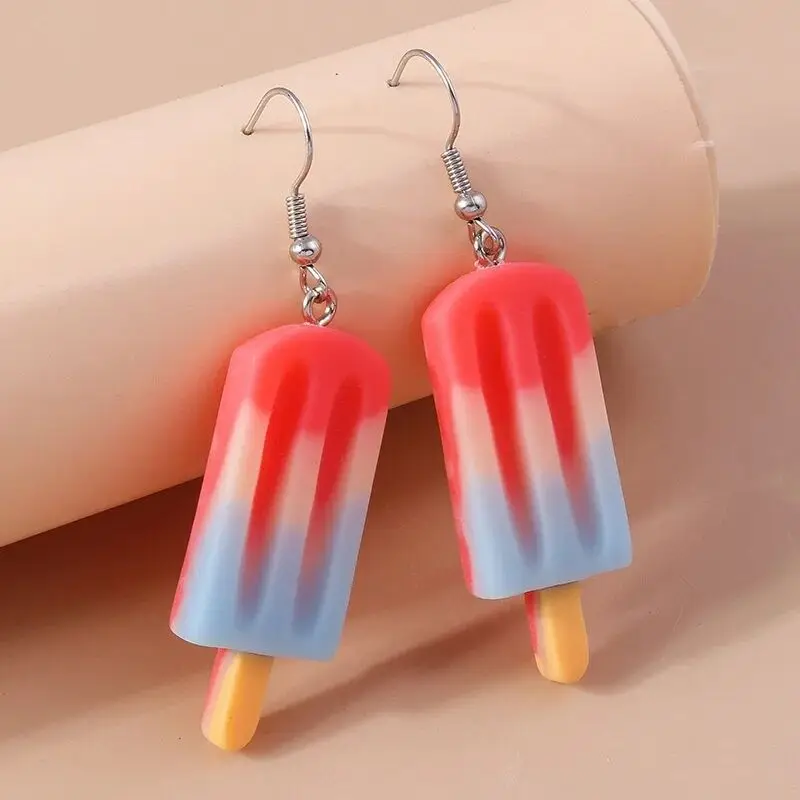 Neue Nette Harz Simulation Lebensmittel Ohrringe für Frauen 3D Popsicle Eis Ohrringe Mädchen Kinder Schmuck Geschenke