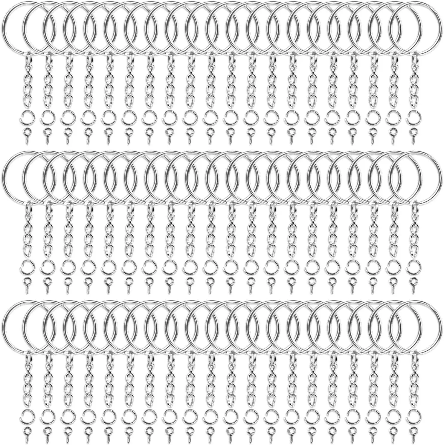 

360 Pieces Keychain Kit with Rings Chains Jump Rings and Screw Eye Pins for DIY Crafts and Jewelry