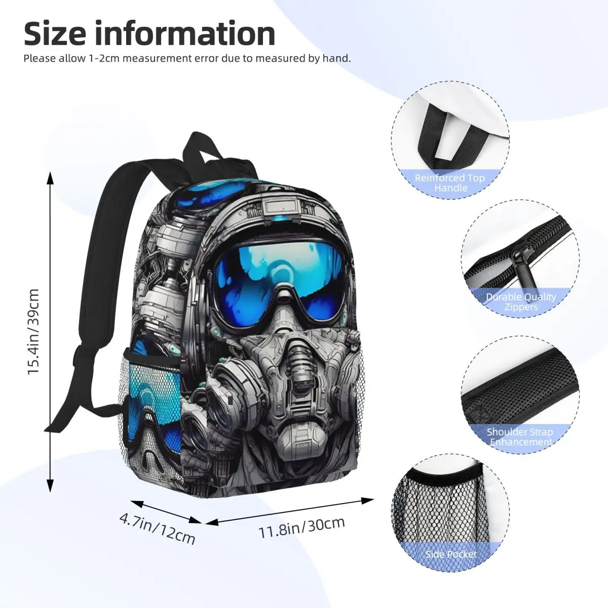Steampunk Pilot Air Fighter Helmet Backpack Student BookBag Children School Bag Computer Shoulder Bags for Men Women