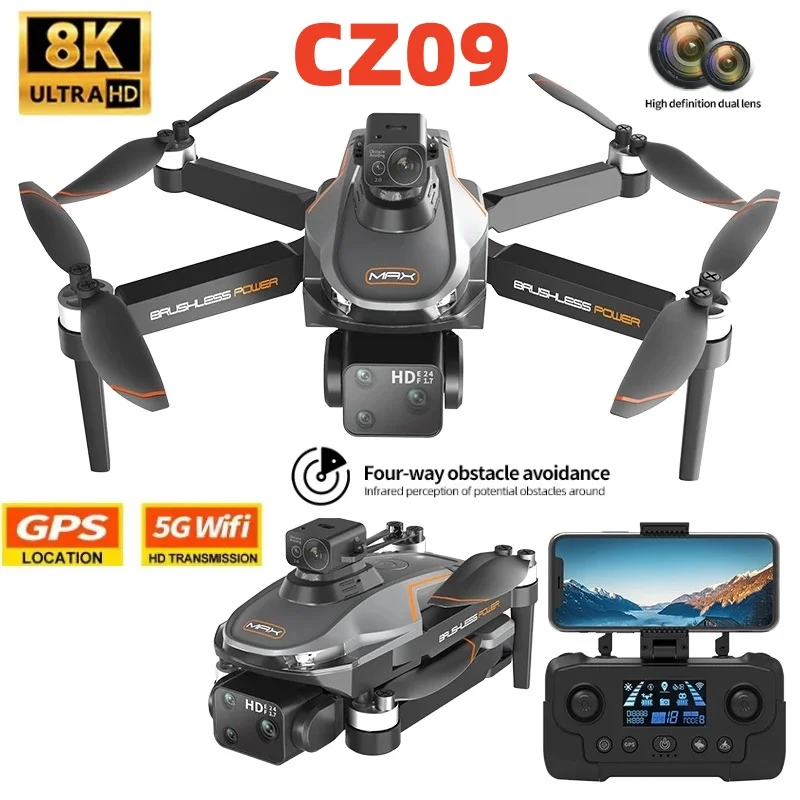 Mini CZ09 Max Drone 8K Professional HD Camera Quadcopter 20 km GPS WIFI FPV RC Helicopter  4K Obstacle Avoidance Aerial Aircraft