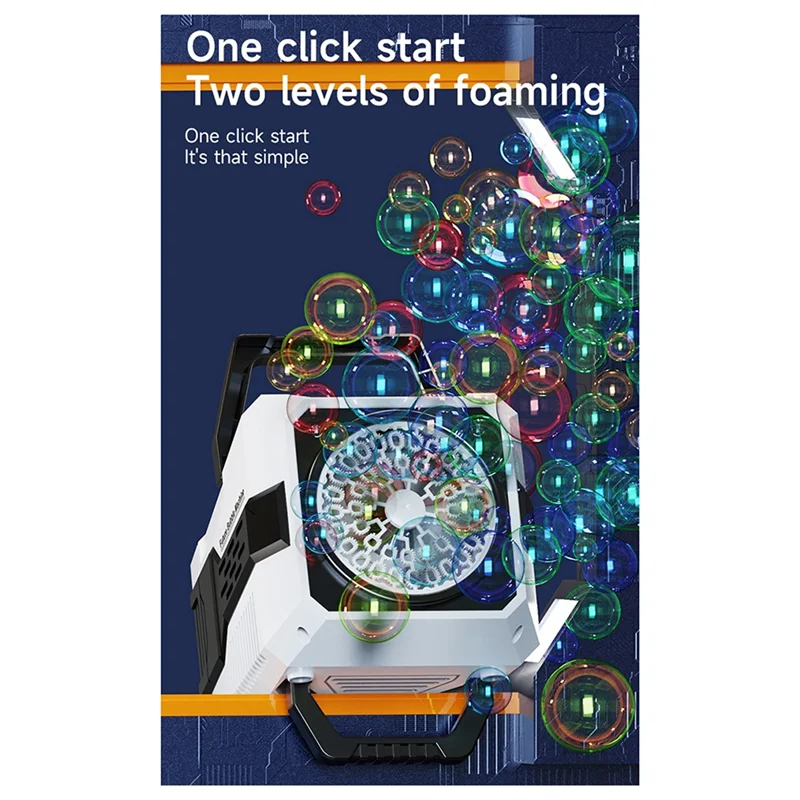 BEDW-Bubble Machine For Indoor/Outdoor Water Play, Automatic Bubble Machine With LED Lights Portable For Party