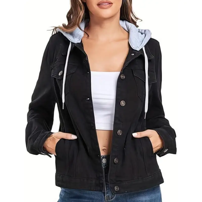 

Faionable Detachable Women's Denim Jaet New Arrival F 792026 Cross-Border ort Outerwear for Middle-Aged Women