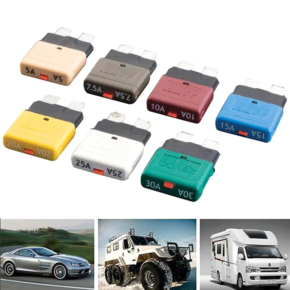 1PCS Circuit Breaker Blade Fuse 12V 24V Resettable 5-30A Marine Automatic Reset Hand Tools Power Tools Accessories