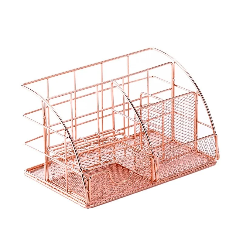 Nordic Metal Desktop Organizer, Multifunctional File Rack for Office Supplies, Stationery, Cosmetics, & Documents Storage (120 C