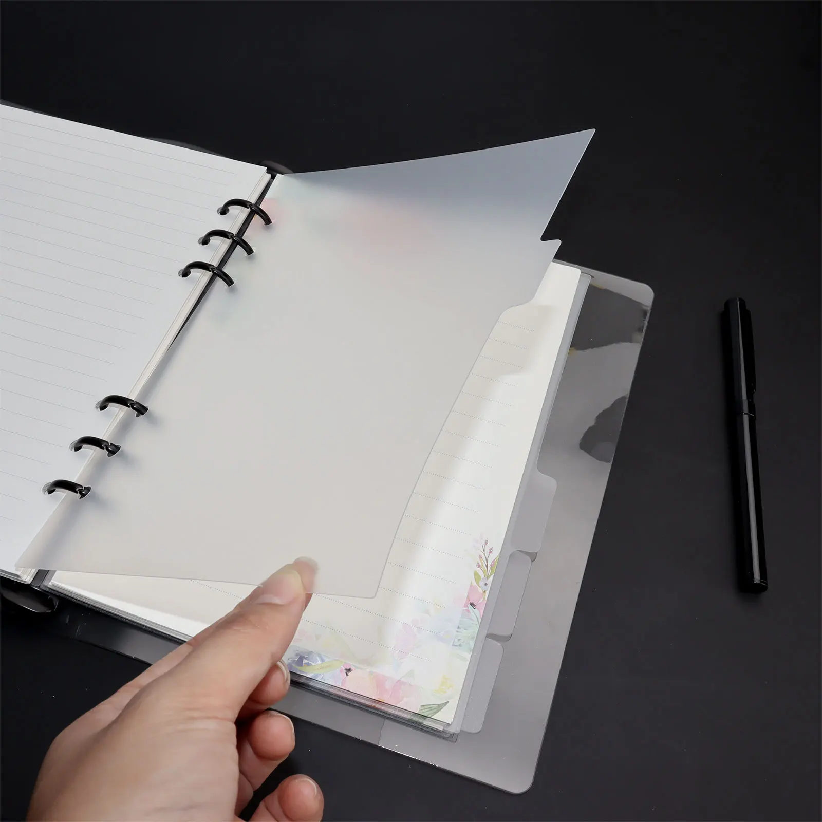 SKYSONIC A5 A6 A7 Spiralbinder-Indextrenner, transparente Seitenteiler, 6 Stück/12 Stück, 6 Löcher, Tafelseiten, englische Aufkleber – Detail 38