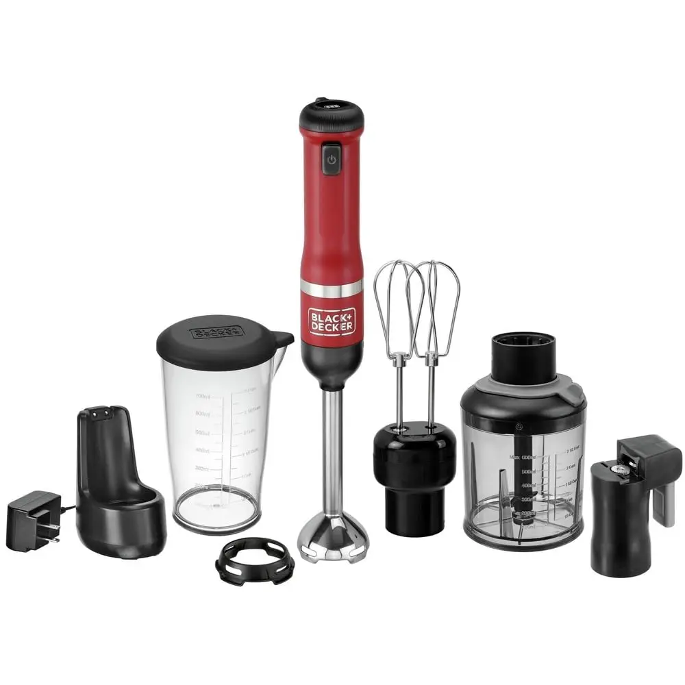 

Kitchen Wand Cordl Immersion Blender, 4 In 1 Multi Tool Set, Hand Blender With Charging Dock, Red (Bckm1014K06)