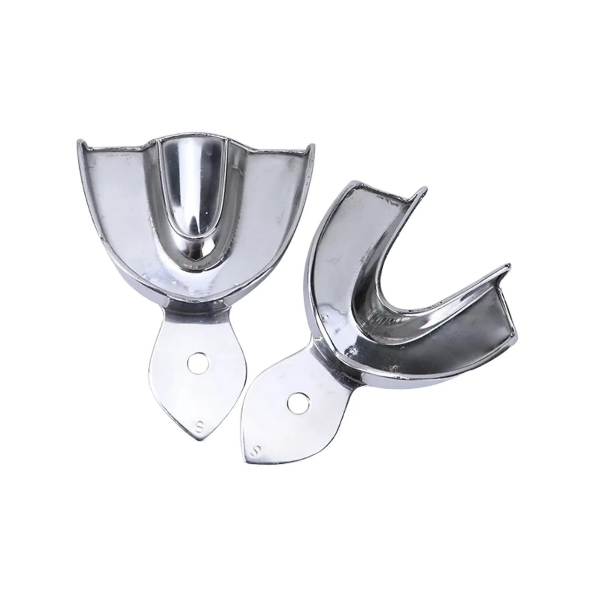 6pcs/Set Dental Metal Trays Dentistry Stainless Steel Impression Tray Dentist Tools Without Hole Upper Lower 3 Sizes