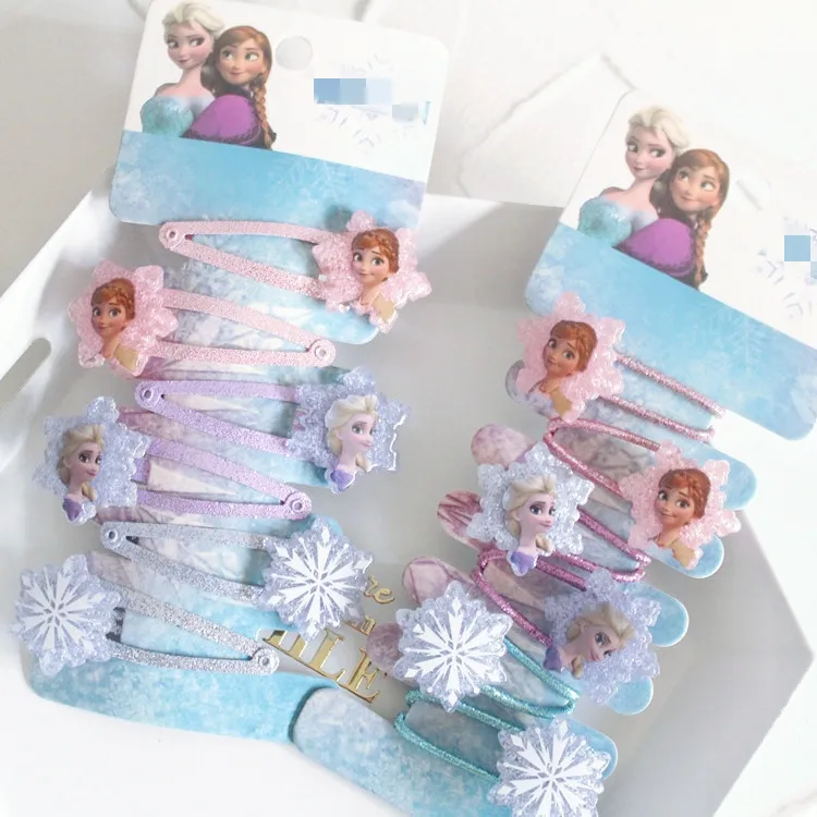 6pcs Disney cartoon children hair clip Frozen Elsa head rope princess girl birthday gift doll accessories headwear cosmetic toy