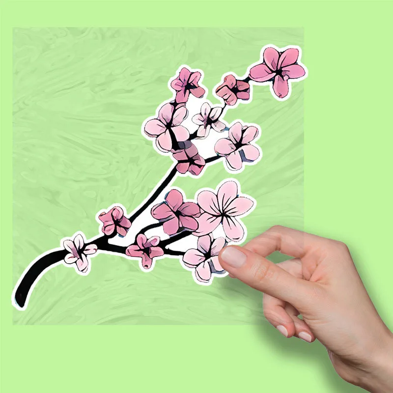 

1pc Cherry Blossom PVC Vinyl Sticker, Durable Floral Decal for Car Motorcycle Helmet RV Windshield & Body Decor