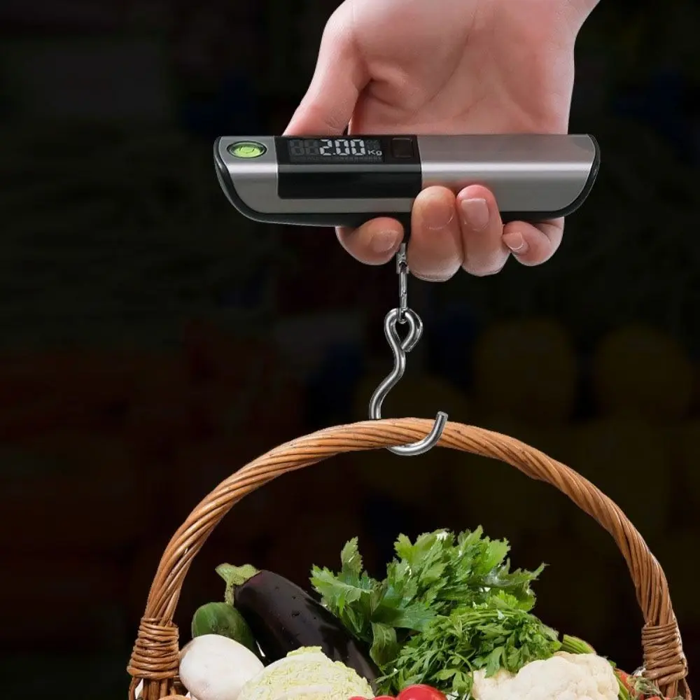 

Ручные весы для багажа, 50 кг/110 фунтов, ЖК-цифровые высокоточные электронные весы с рулеткой, весы для багажа, рыбалки