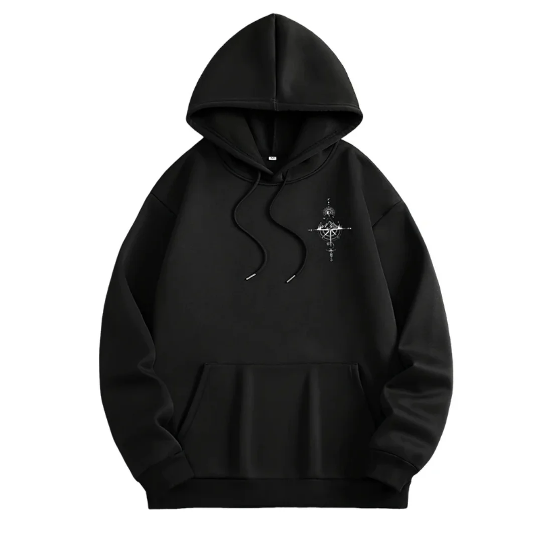 Men's Retro Compass Printed Hoodie High Quality Long Sleeve Hoodie All Season Daily Casual Sports Top Men's Wear
