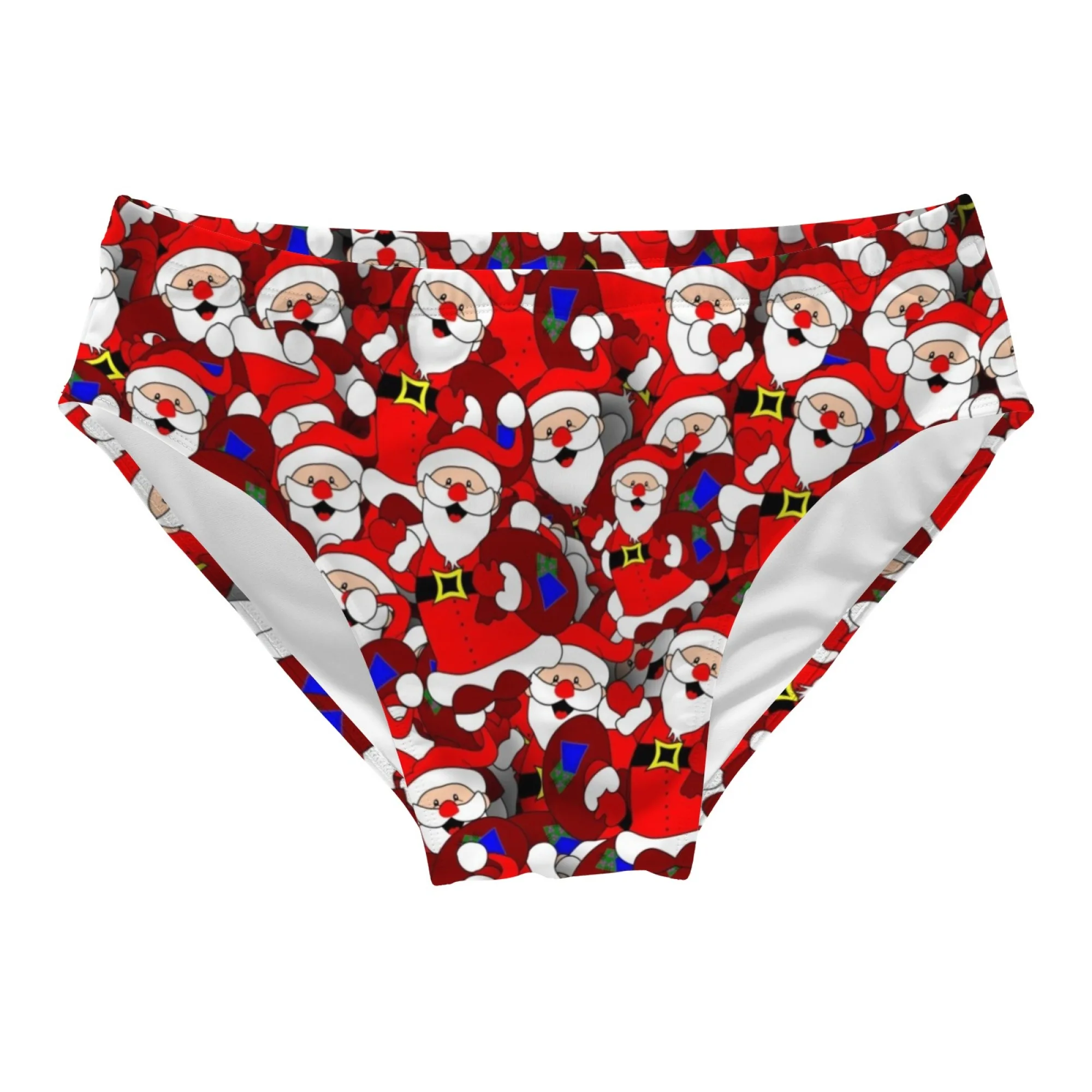Santa Claus Printed Men's Underwear Lightweight, Comfortable, Breathable Sexy Bikini Beach Shorts Pool Briefs Swimwear Fun Gift