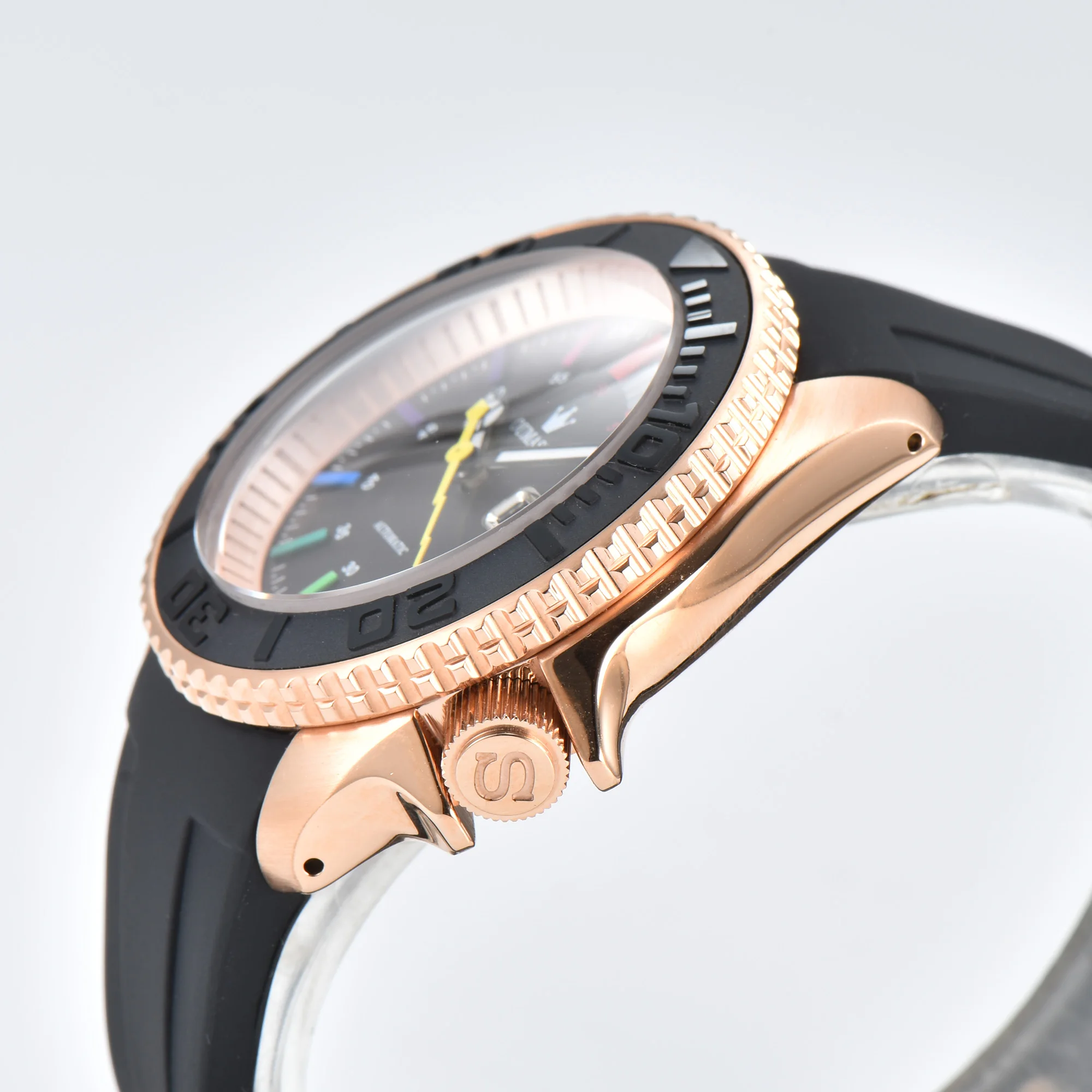 Skx 007 relógio ouumashi relógio nh36 nh35 arco-íris dial movimento mecânico automático cinto de borracha safira relógio à prova dwaterproof água