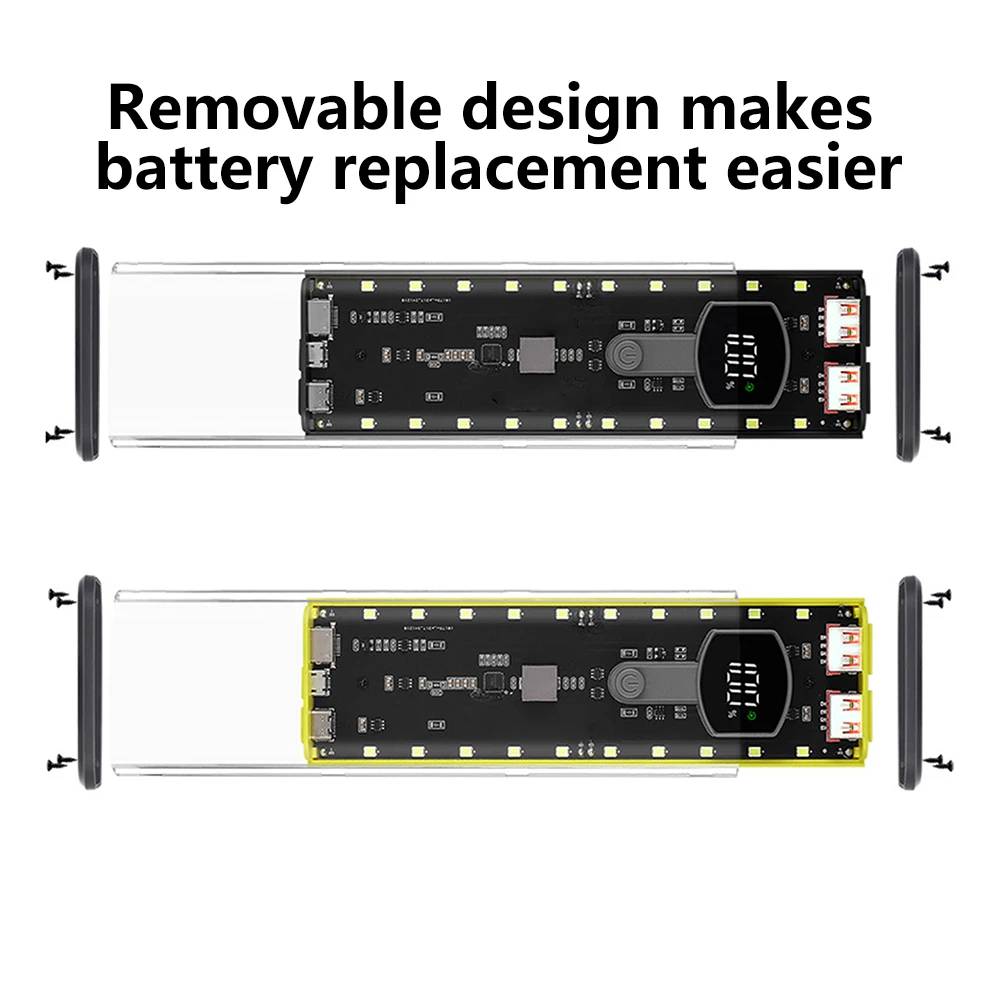 Custodia per banca di potere 8x18650 PD 22,5 W 45 W Ricarica rapida Schermo LED Scatola di immagazzinaggio batteria trasparente Porta USB + tipo C per smartphone