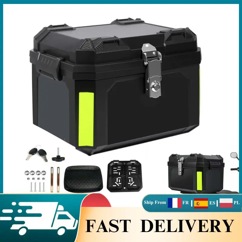 Top Case Universel pour Moto 45L/55L/65L en ABS/Alliage d'Aluminium, Étanche, Coffre Arrière Verrouillable, Rangement pour Casque, Valise Rigide