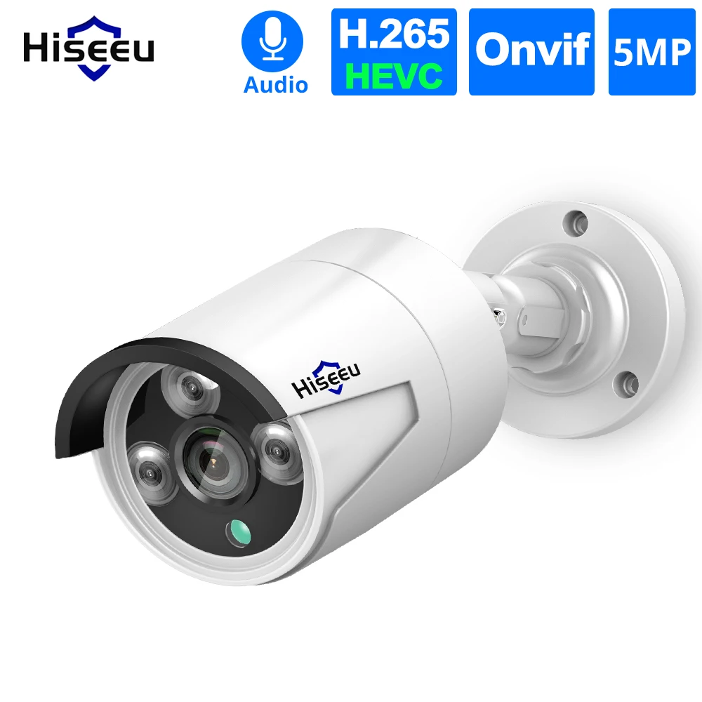 

Hiseeu HB615 H.265 5MP Security IP Camera POE ONVIF Outdoor Waterproof IP66 CCTV P2P Video Camera Surveillance Camera for Home
