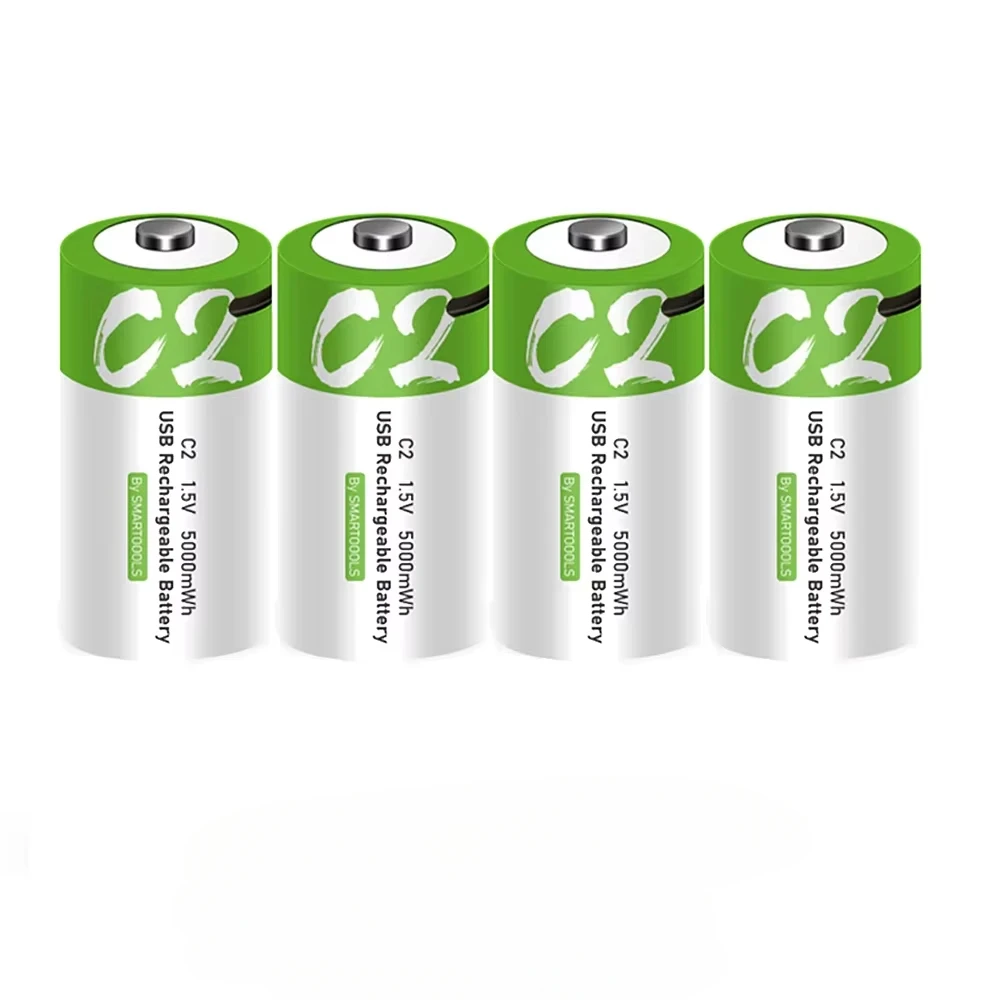 1.5V 5000mWh C Size LR14 Li-po Rechargeable Battery Type-C Ultra-Fast Charging For Flashlight Gas Cooker Fast Delivery By Air